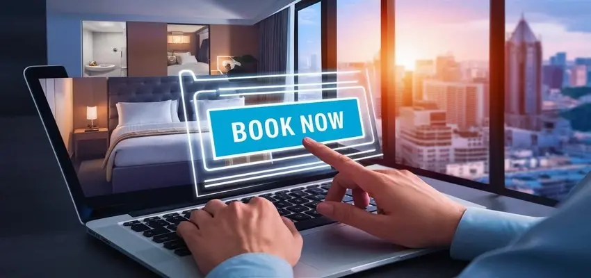 What is the meaning of booking a hotel?