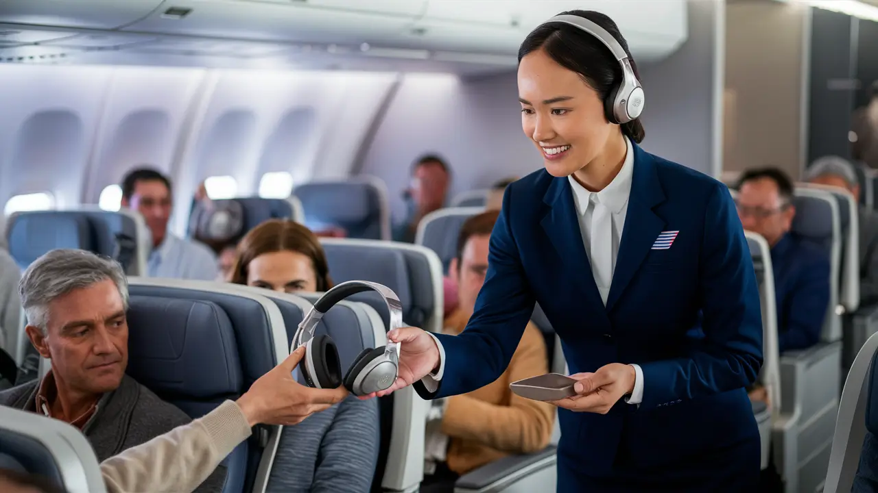 Does American Airlines give free headphones on flights?